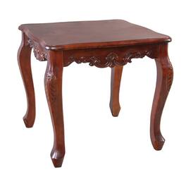 International Caravan - Carved Wood Square End Table - Brown Stain