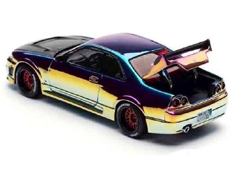 Alt View 2. Pop Race - Skyline GT-R (R33) RHD Chameleon Chrome with Carbon Hood "APA XPO 2025 Exclusive" 1/64 Die Cast Model Car by Pop Race.