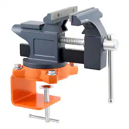 VEVOR - Bench Vise, 4.5 Inch, Portable Workbench Vice with 270° Swivel Base, Quick Release Rotating Bench Clamp - Gray