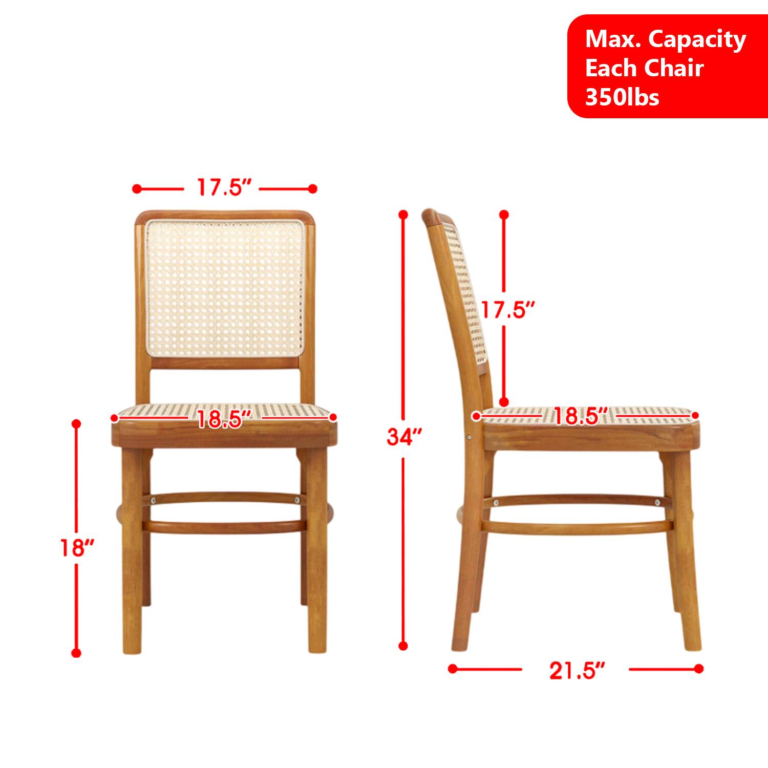 Max. Capacity Each Chair 350lbs  
17.5"  
17.5"  
18.5"  
34"  
18.5"  
18"  
21.5"