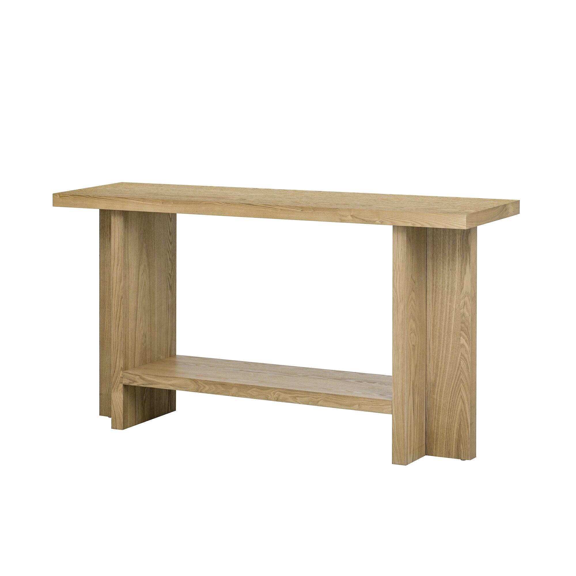 Alt View 3. Boyel Living - Large 60-Inch Modern Console Table with Shelf, Sturdy Ash Wood Finish - Brown.