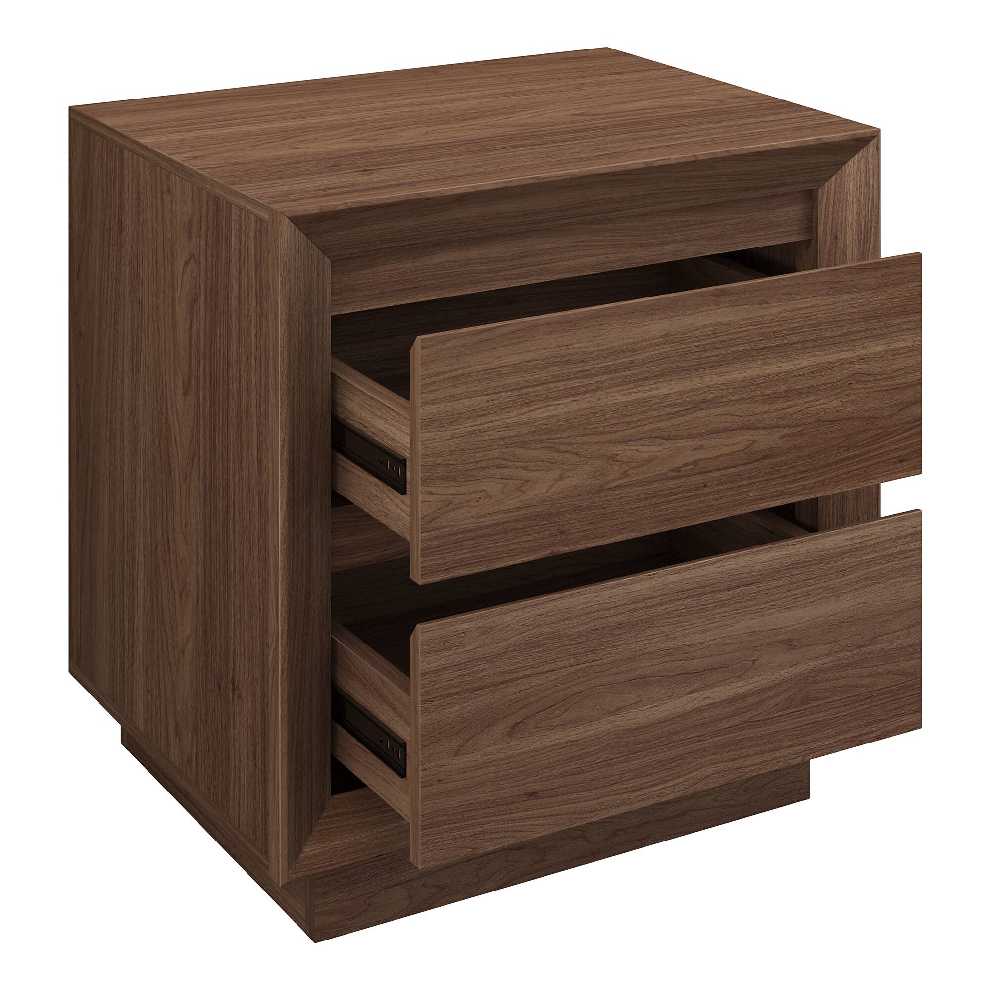 Back. Hudson&Canal - Emmett 24" Wide Rectangular Nightstand in Satin Walnut - Brown.