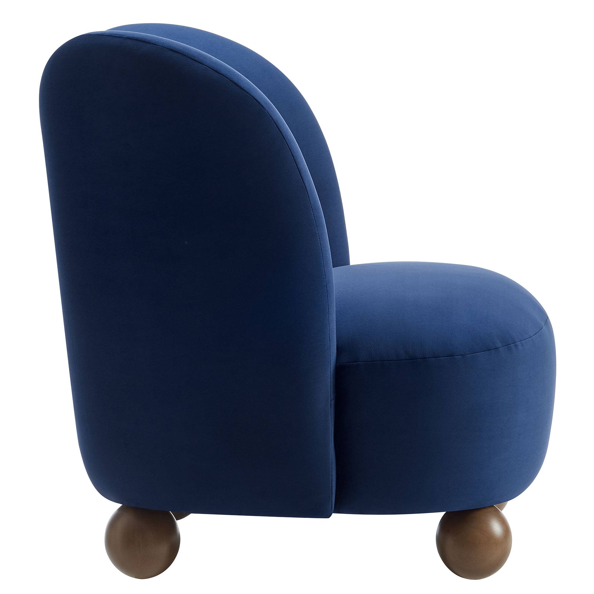 Alt View 2. Modway - Monroe Performance Velvet Accent Chair by Modway - Midnight Blue Walnut.