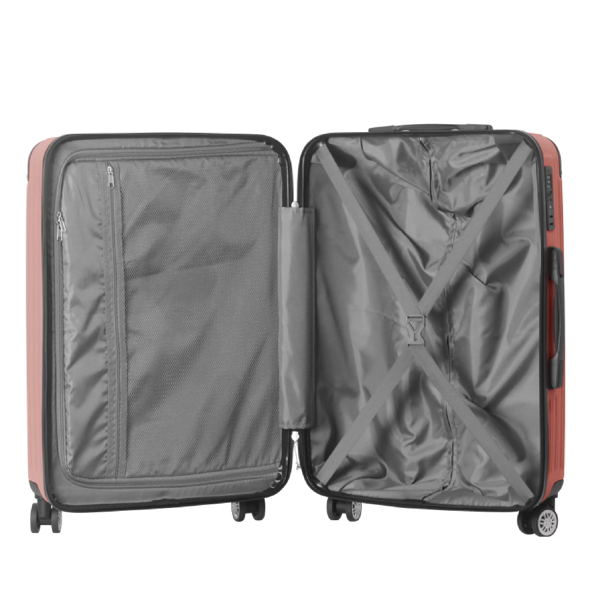 Alt View 10. Bestier - 3-Piece ABS Hardshell Luggage Set (20”/24”/26”) with Spinner Wheels, TSA Lock & Telescopic Handle - Dusty Rose Pink.