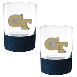 Great American Products - GA Tech Yellow Jackets 2-Pack 14oz. Rocks Glass Set with Silcone Grip - Blue