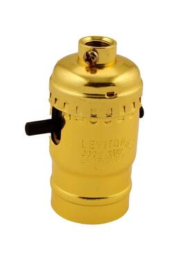 Leviton - Medium Base Aluminum Incandescent Lampholder, Push-Through, 1/8 IPS, 6098-PG - Brass