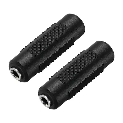 Front. Unique Bargains - 2pcs TRS3.5mm F to TRS3.5mm F Connector Stereo Zinc Alloy Nickel Adapter for Mics/Guitars/Speakers/pcs Signal Conv - Black.