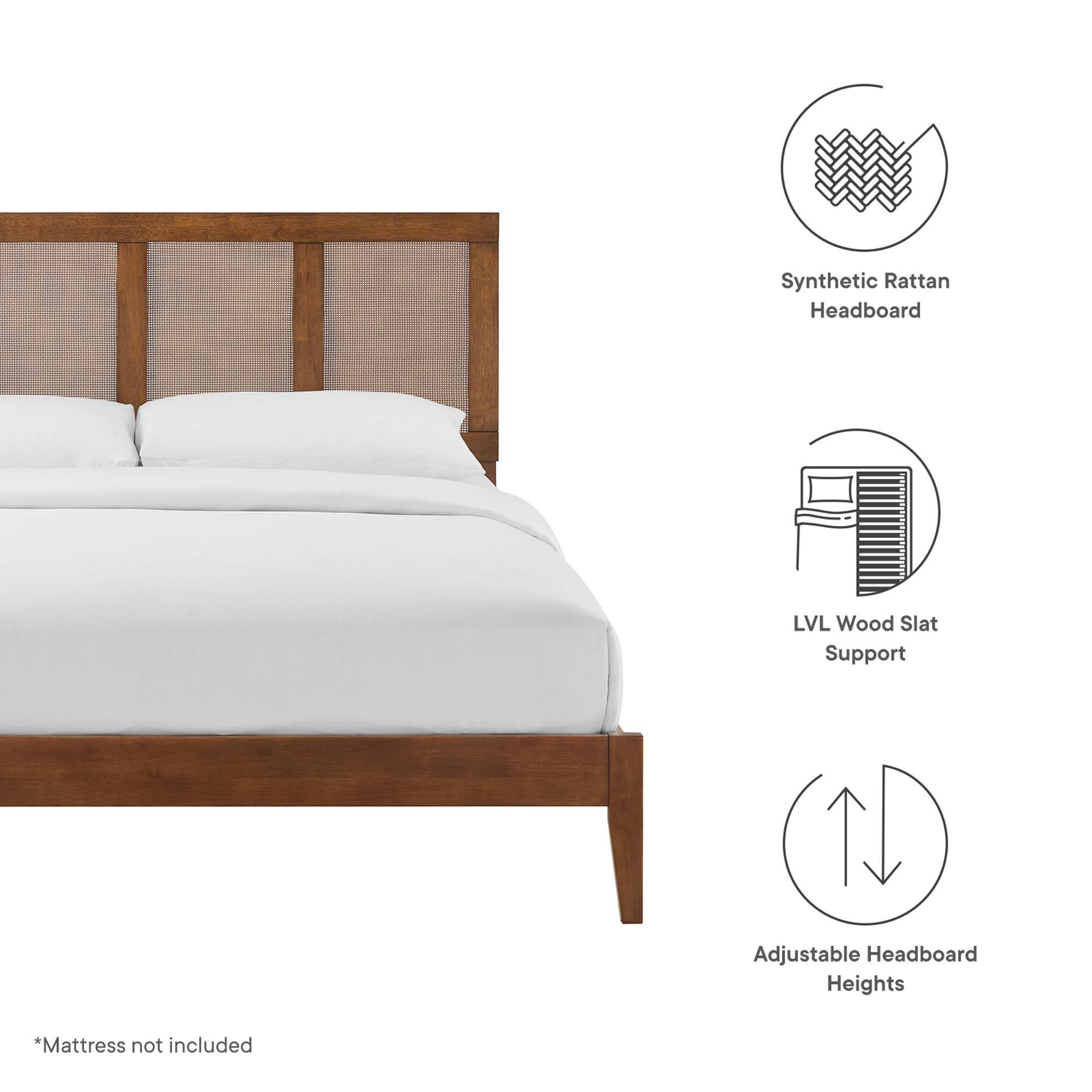 Synthetic Rattan Headboard  
LVL Wood Slat Support  
Adjustable Headboard Heights  

*Mattress not included