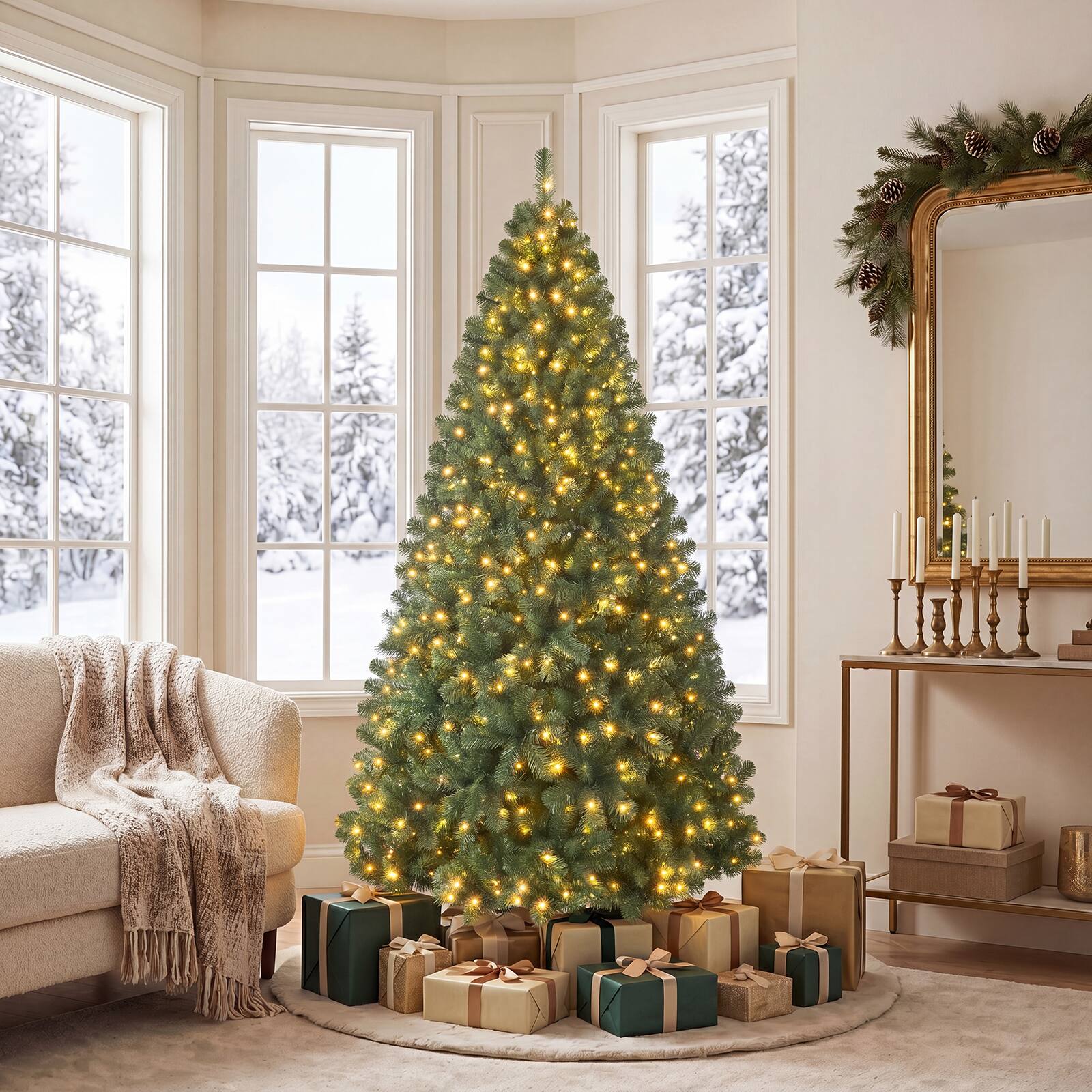 Alt View 3. Gymax - Gymax 6 FT Pre-Lit Artificial Christmas Tree Realistic Full Xmas Tree w/ 560 Warm White LED Lights 821 Dense Branch Tips - Green.