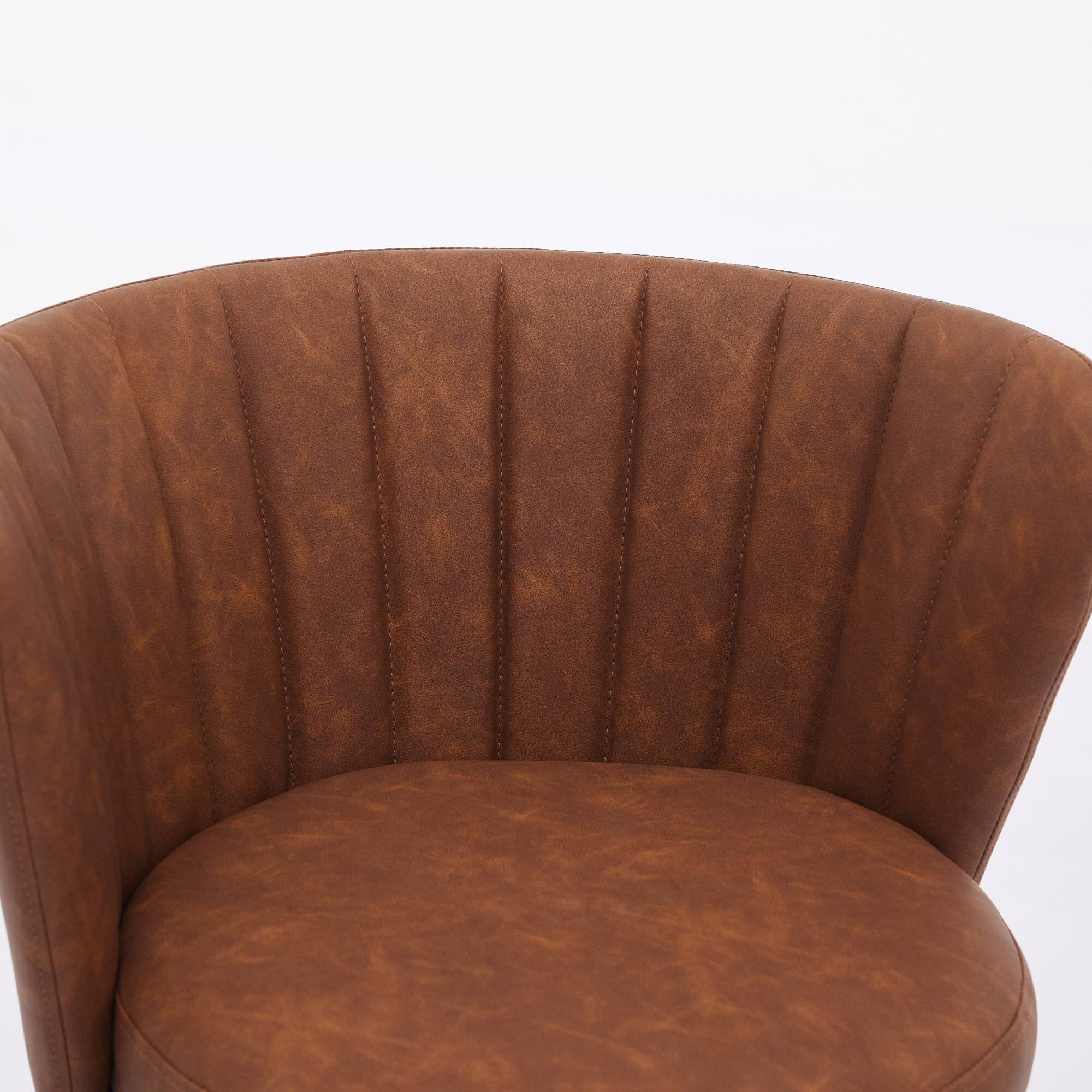 Alt View 6. GOODSILO - Modern Swivel Counter Height Bar Stools Set of 2 with Upholstered Backs and Metal Legs - Brown.