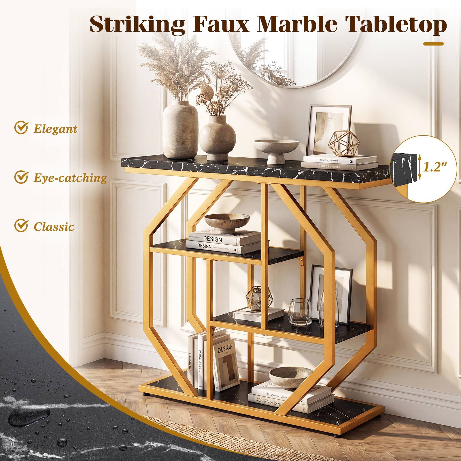 Striking Faux Marble Tabletop

- Elegant
- Eye-catching
- Classic

1.2" Classic Design