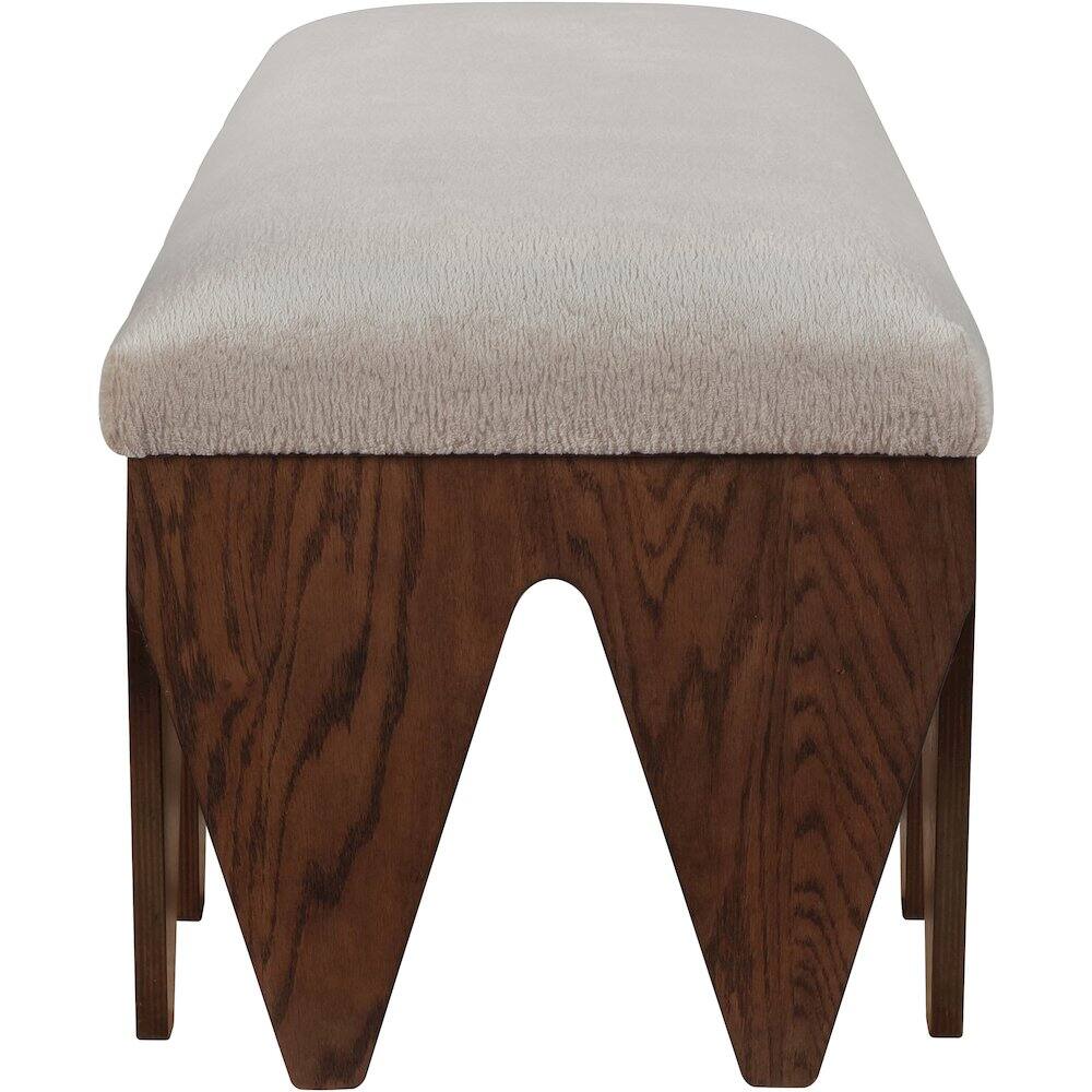 Alt View 3. Meridian Furniture - Altair Beige Velour Fur Fabric Bench - Beige.