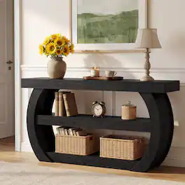 Tribesigns - Console Table, 63-Inch Farmhouse Wood Entryway Table - Black