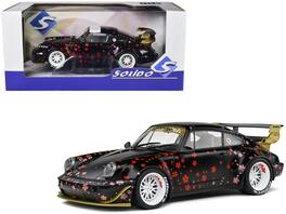2021 RWB Aoki Graphics "Rauh WeltBegriff" 1/18 Diecast Model Car by Solido - Matt Black With Cherry Blossom