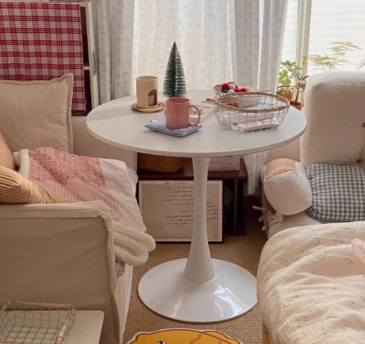 Alt View 3. PexFix - 23.6" Minimalist Round Dining Table, Space-Saving Coffee Table for Kitchen & Living Room - White.