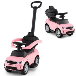 Costway - Kids Ride on Push Car with Horn & Start-up Sound Under-seat Storage Push Handle - Pink