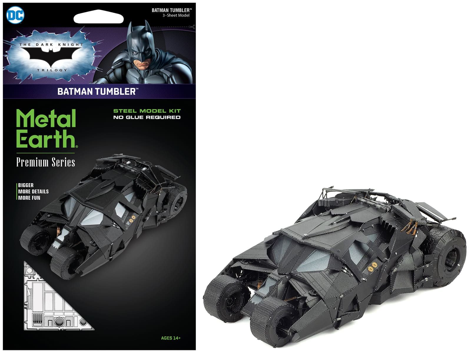 Batman Tumbler Dark Knight Trilogy 2005-2012 Steel Model Kit Challenging Difficulty Metal Earth - Black
