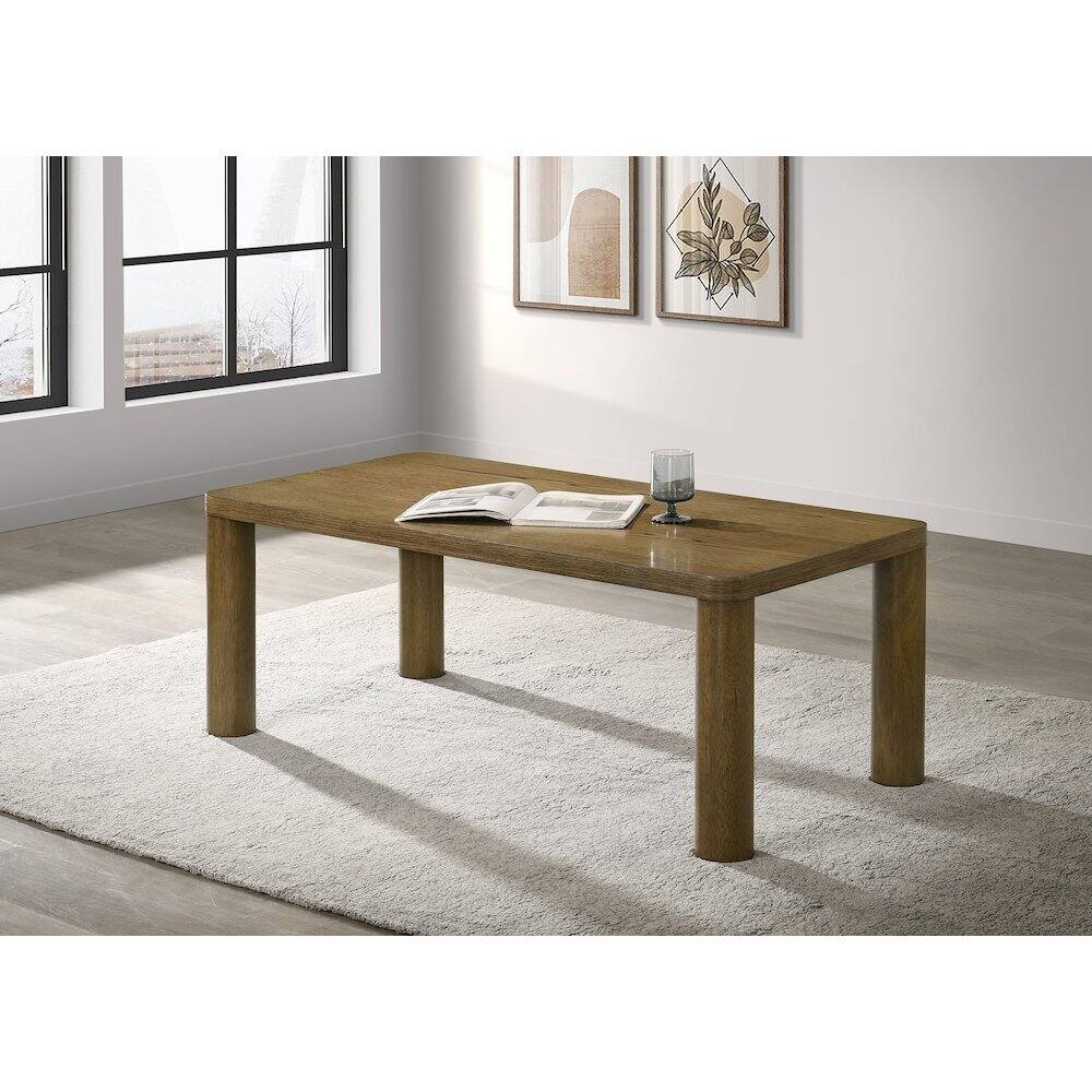 Angle. Coaster Co. of America - Castlewood Engineered Wood Cocktail Coffee Table Brown Oak - Brown Oak.