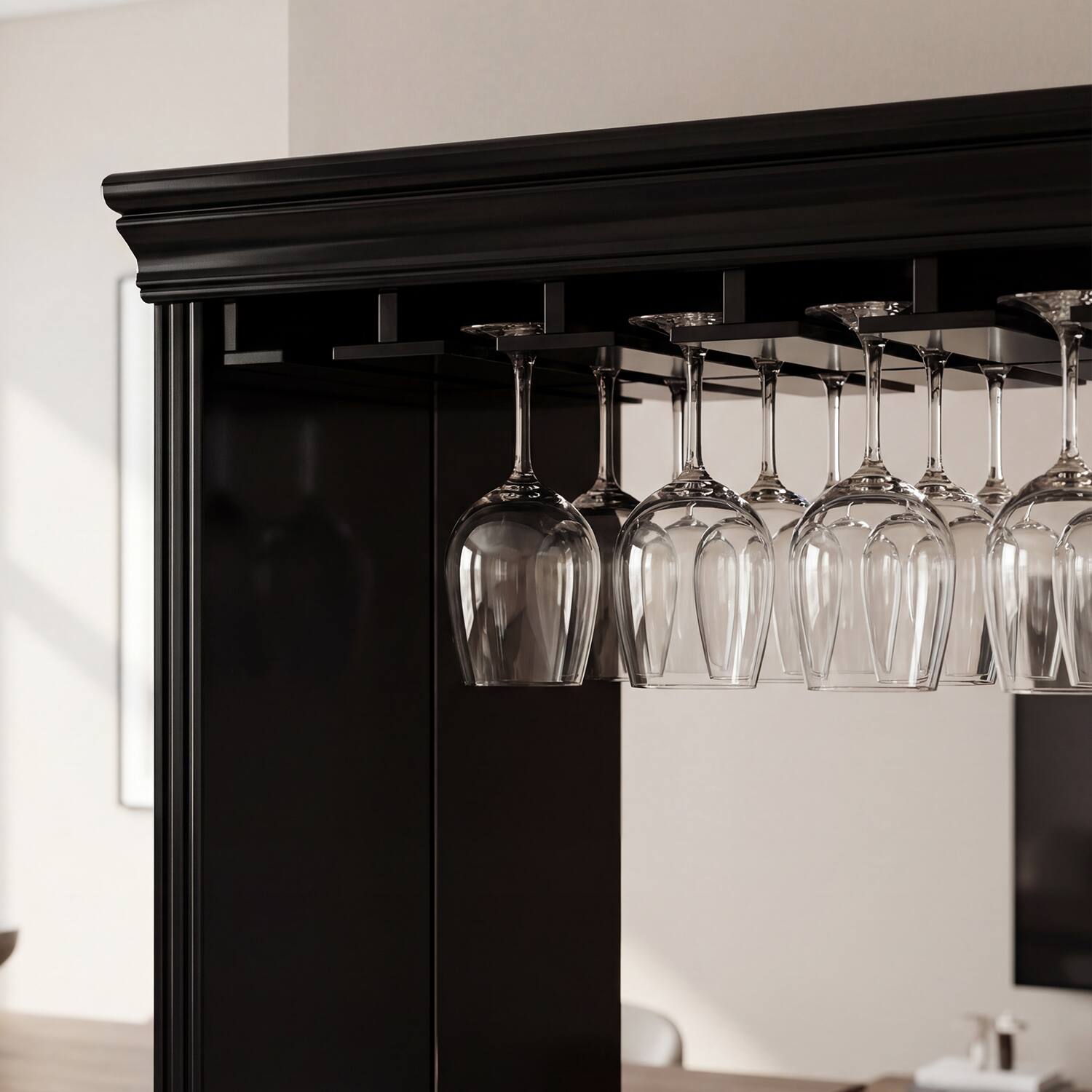 Alt View 4. Famapy - Bar Cabinet with 85L Wine Fridge, Holds 34 Bottles, Freestanding Liquor Cabinet with Glass Rack, Drawer & Storage - Black.