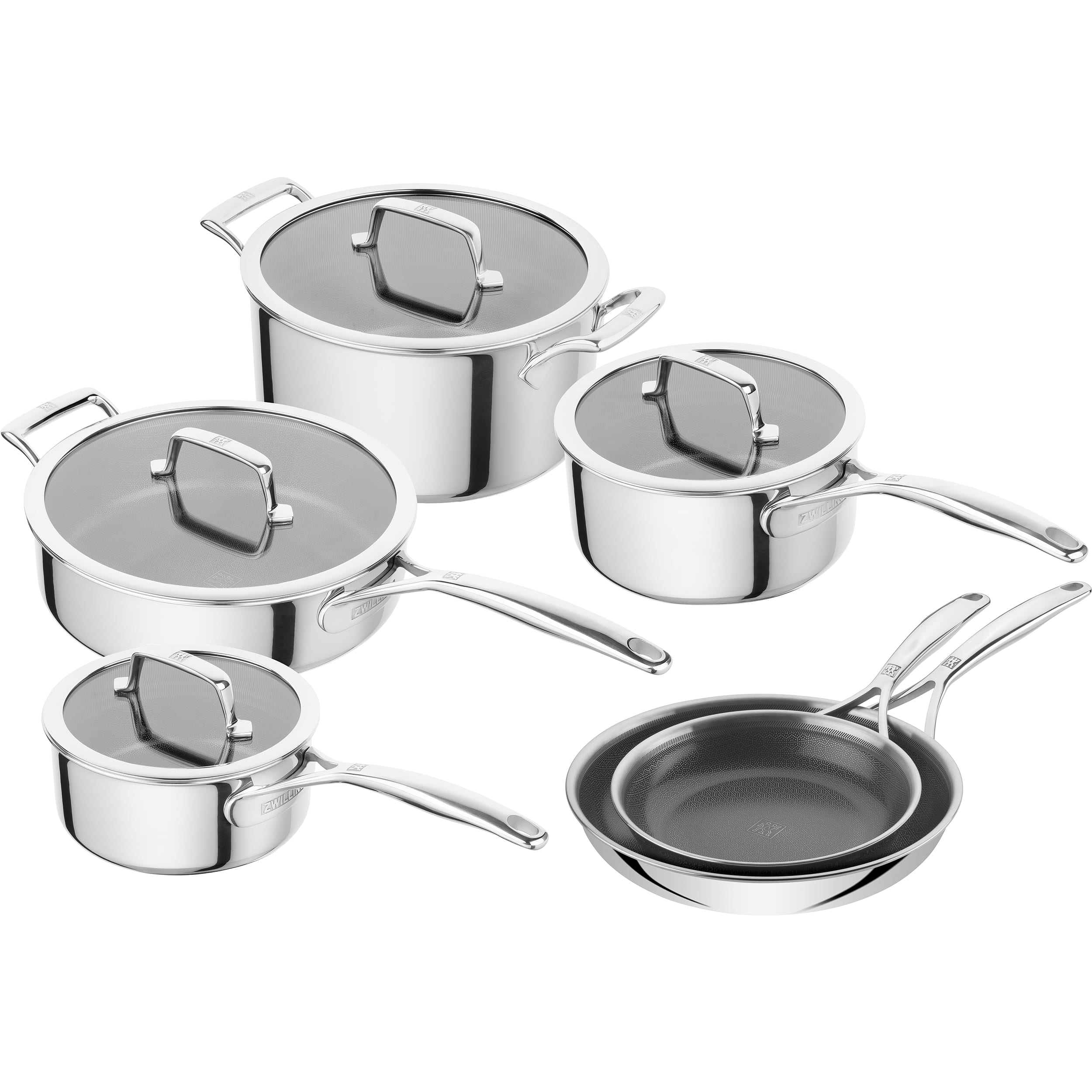 ZWILLING - Peak 10-pc Ceramic Nonstick Dual Performance Cookware Set - Stainless Steel