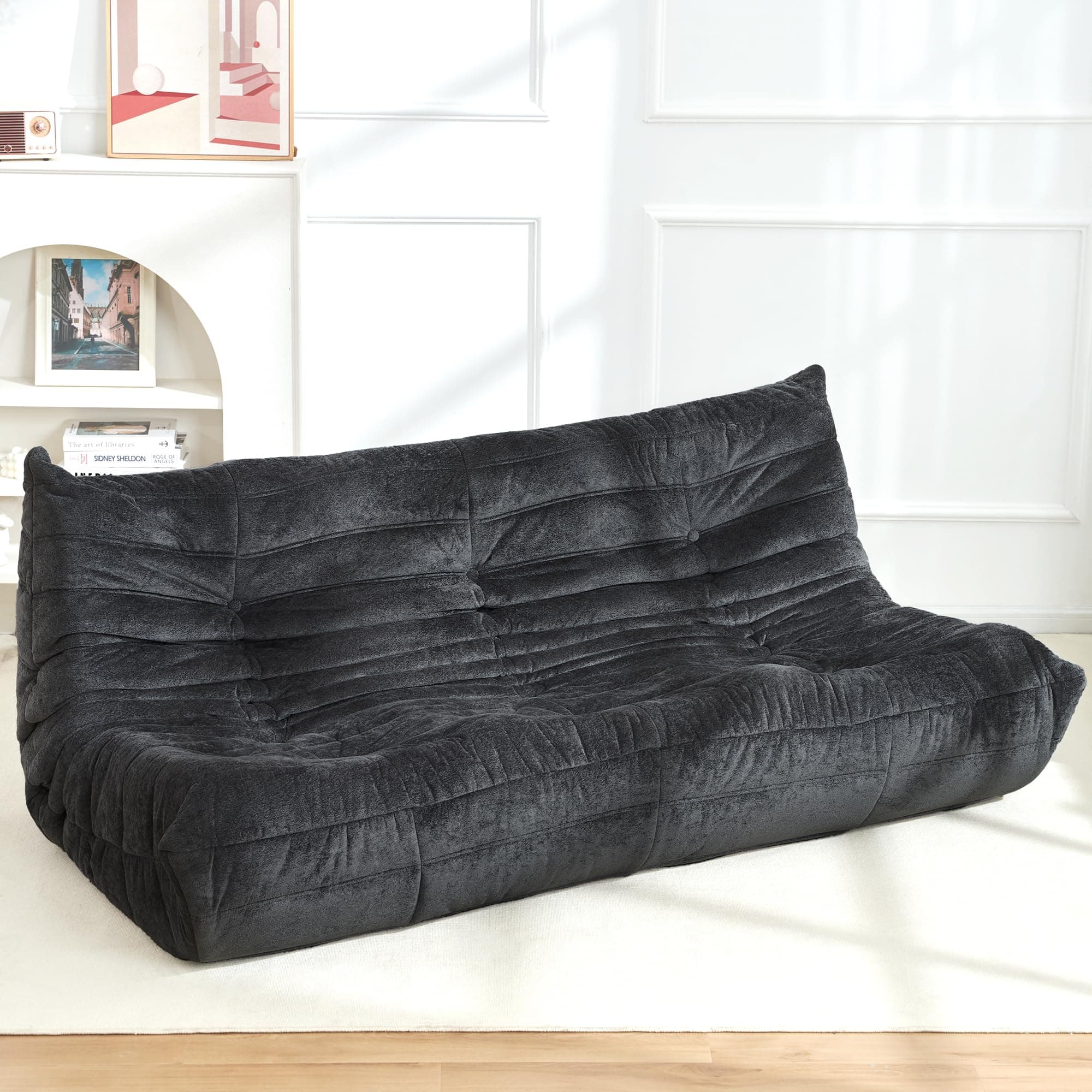 PO3TICJUNKI3 - Giant Bean Bag Chairs For Adults Memory Foam Beanbag Fireside Chair Lazy Floor Sofa With High rebound Couch - Gray