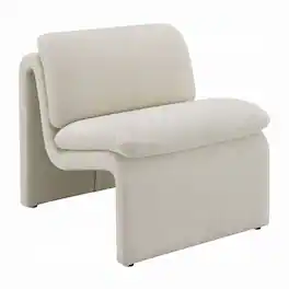 Manhattan Lane - Kami Accent Chair, Curved Open Base, Armless Modern Boucle - Ivory
