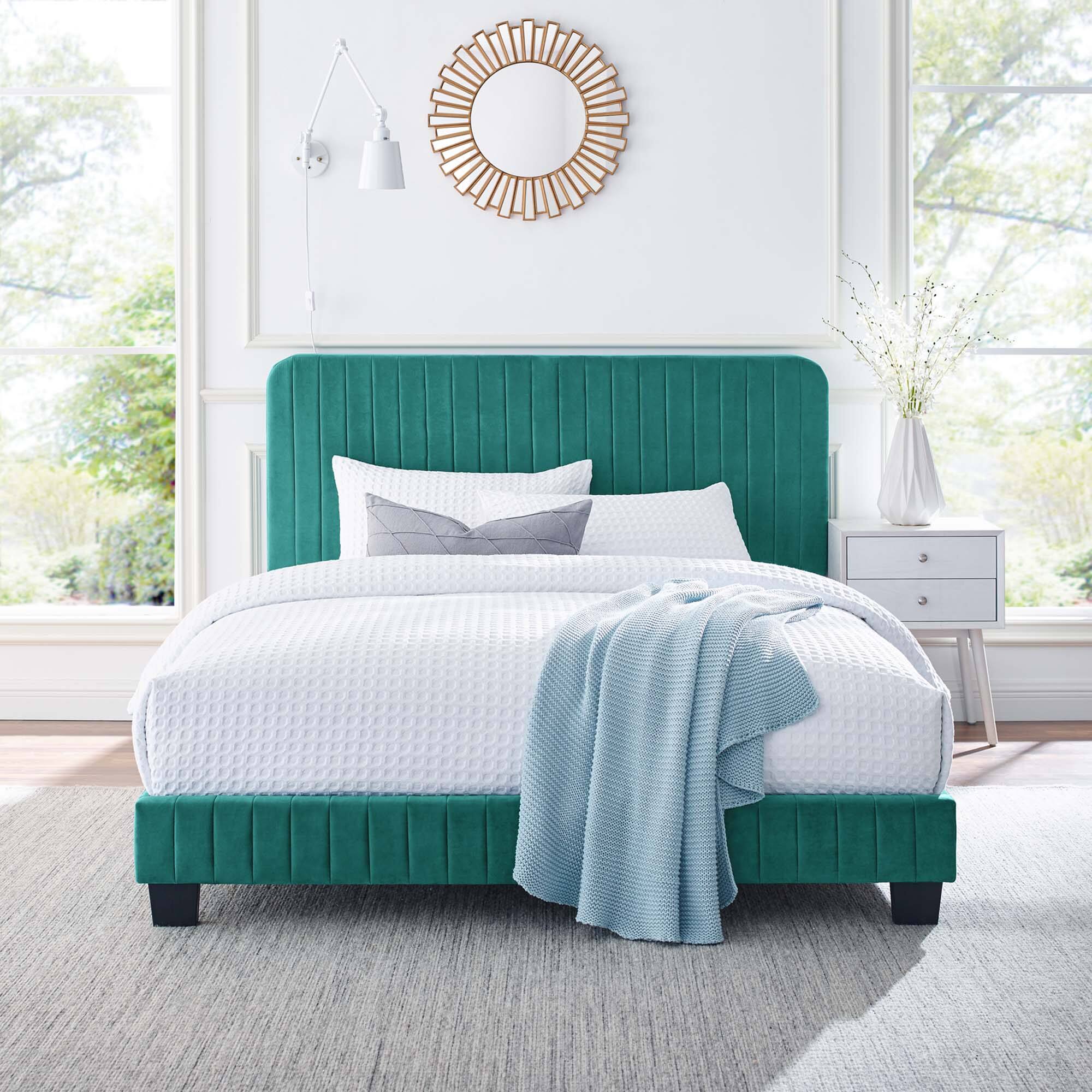 Alt View 3. Modway - Rhiannon Diamond Tufted Upholstered Performance Velvet Queen Bed - Gray.