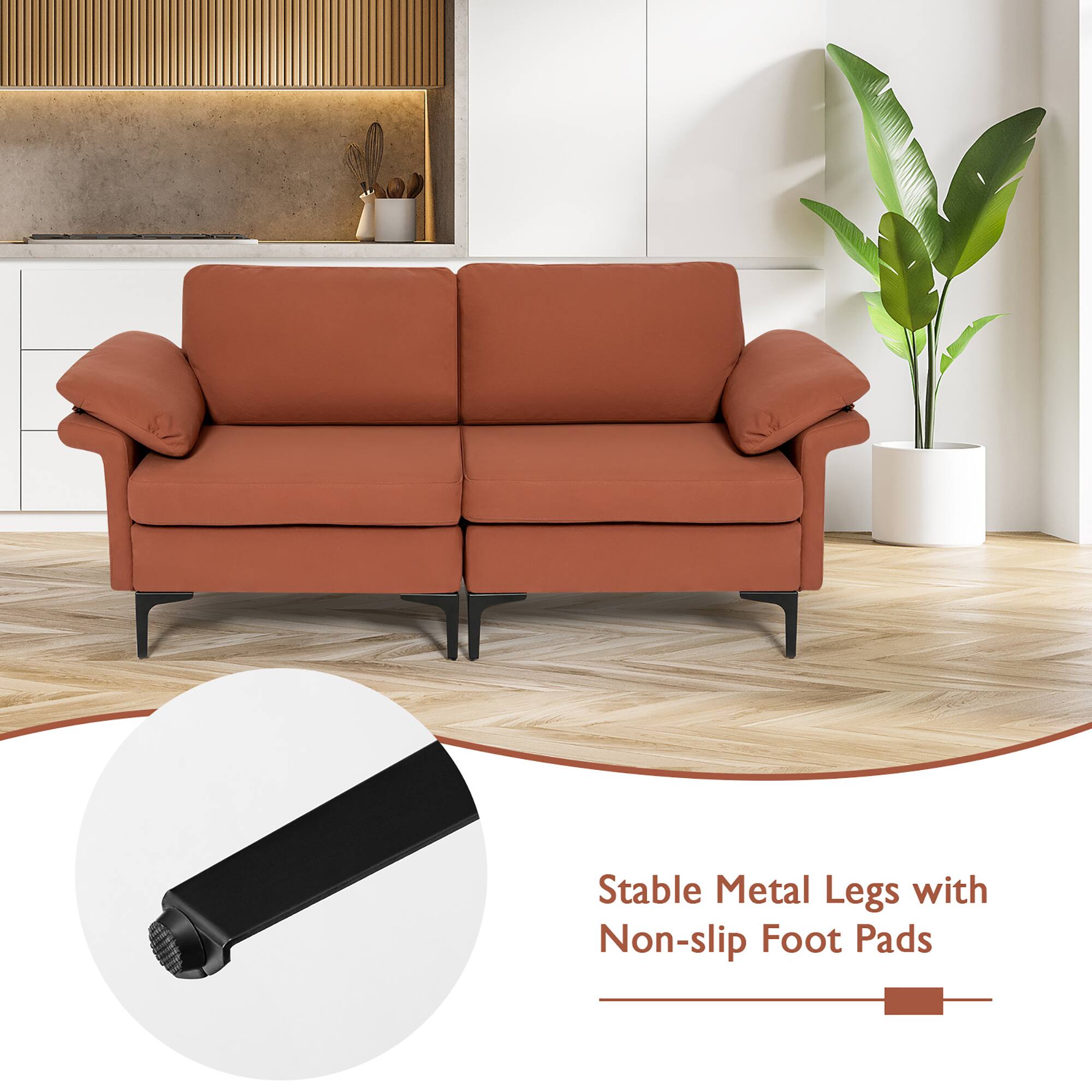 Stable Metal Legs with Non-slip Foot Pads