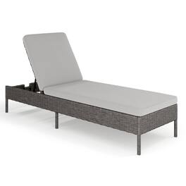 Martha Stewart - Bedford Outdoor Rattan Wicker Chaise Lounge Chair with All-Weather Cushions - Gray