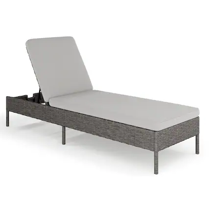 Front. Martha Stewart - Bedford Outdoor Rattan Wicker Chaise Lounge Chair with All-Weather Cushions - Gray.