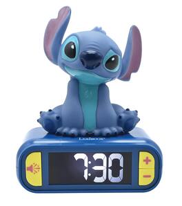 Lexibook - Disney Stitch Digital Alarm Clock with 3D Night Light & Sound Effects - Blue