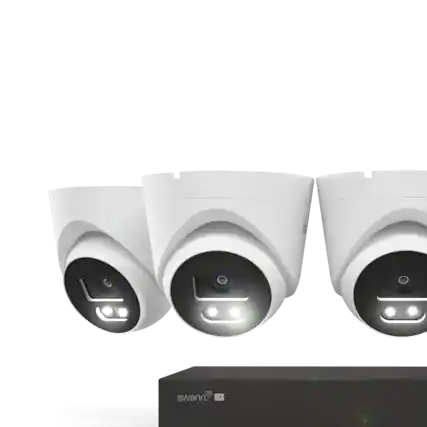 Front. Swann - EliteX™ 6K/12MP NVR Security System with 4 Dome Cameras - White.