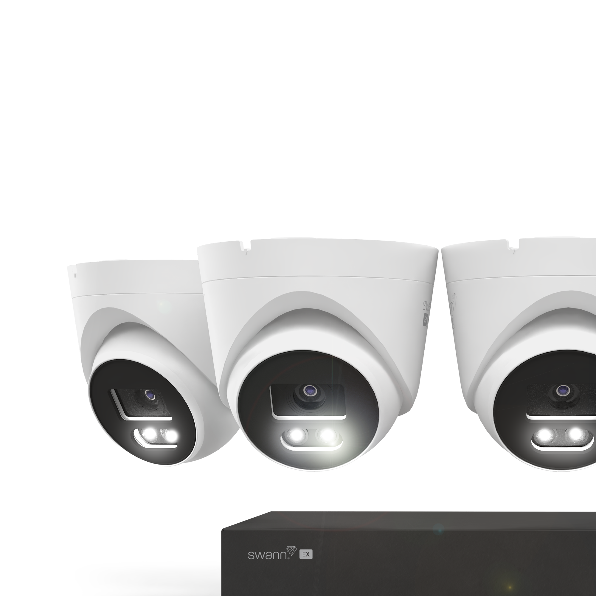 Front. Swann - EliteX™ 6K/12MP NVR Security System with 4 Dome Cameras - White.