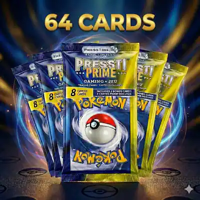 Pack of 8 Presstine Pokemon Presstiprime 8-Card Packs - 64 Cards Total Pack of 8 Presstine Pokemon Presstiprime 8-Card Packs - 64 Cards Total
