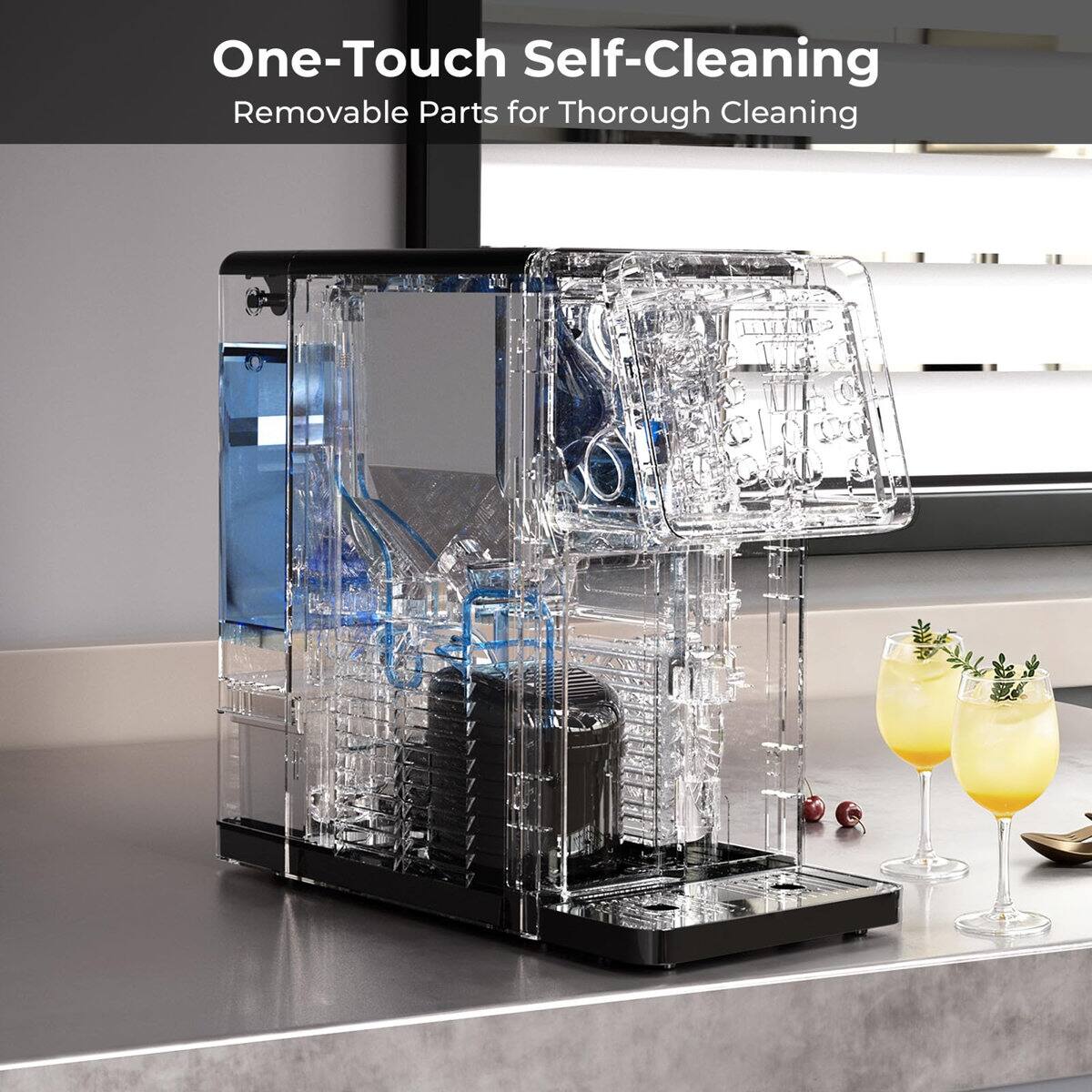Electactic Portable Countertop Bullet Ice Maker with Water Dispenser ...