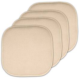 Sweet Home Collection - Honeycomb Memory Foam No Slip Back 16" x 16" Chair Pad Cushion, 4-Pack - Linen