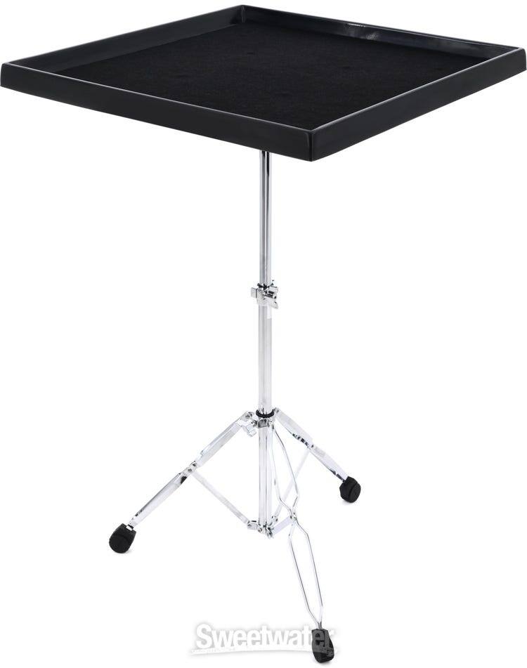 Angle. Gibraltar Hardware - Large Fiberglass Percussion Table with Felt-Lined Surface, Height-Adjustable Double-Braced Tripod Stand.