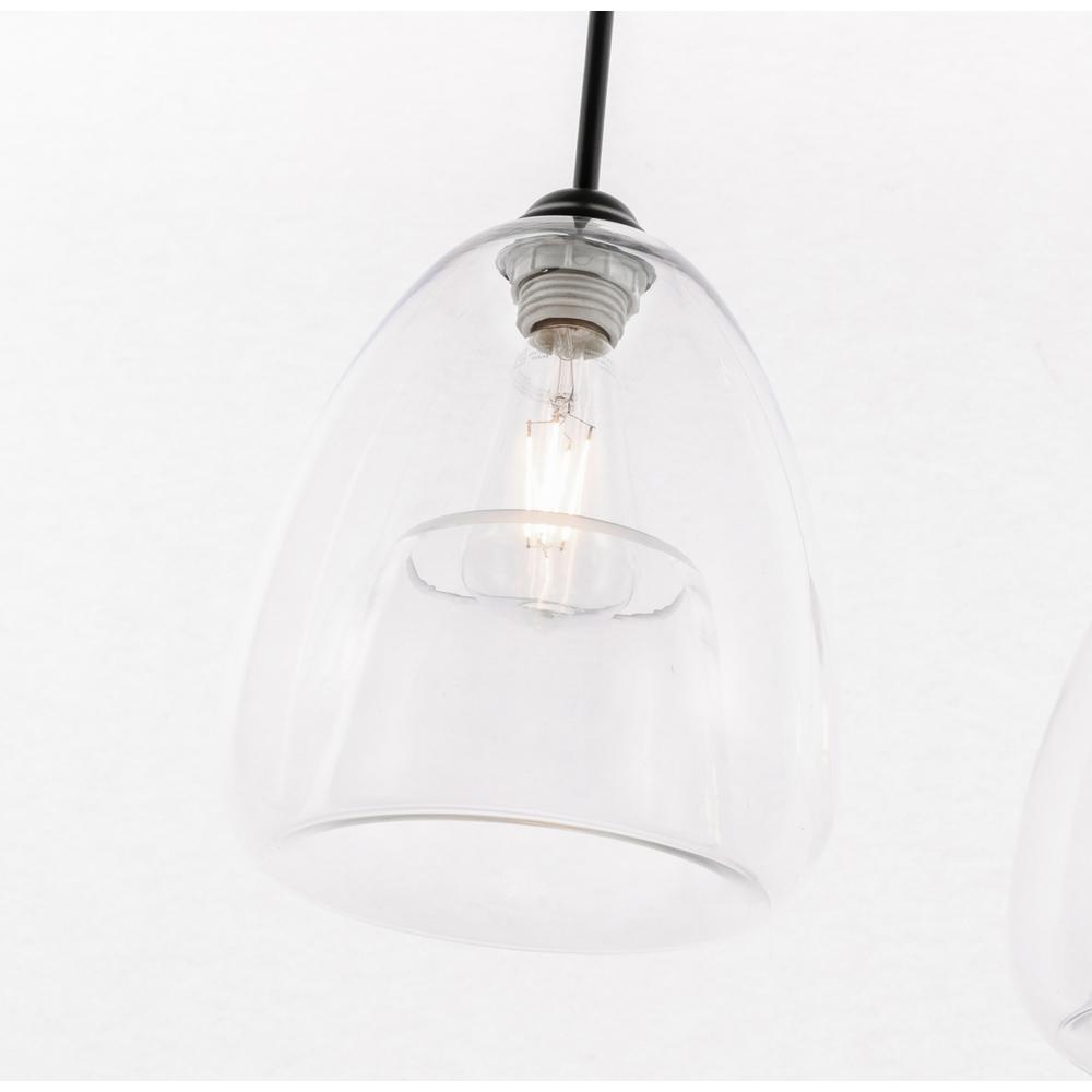 Alt View 3. Living District - Kason 3 light Black and Clear glass pendant - Black And Clear Glass.
