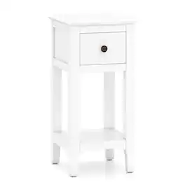 WELLFOR - 3-Tier Nightstand with Drawer and Open Storage Shelf - White