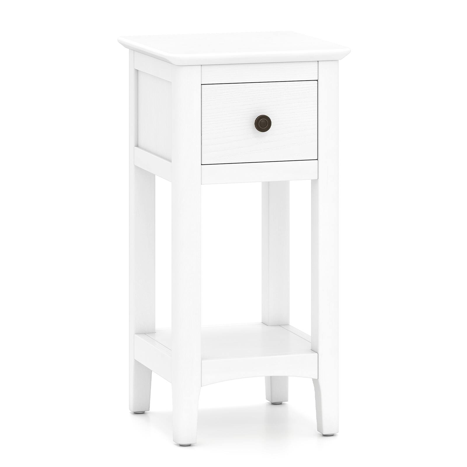 Alt View 6. Gymax - Gymax Nightstand 3-Tier Bedside Table w/ Open Storage Shelf & Narrow Side Table White - White.