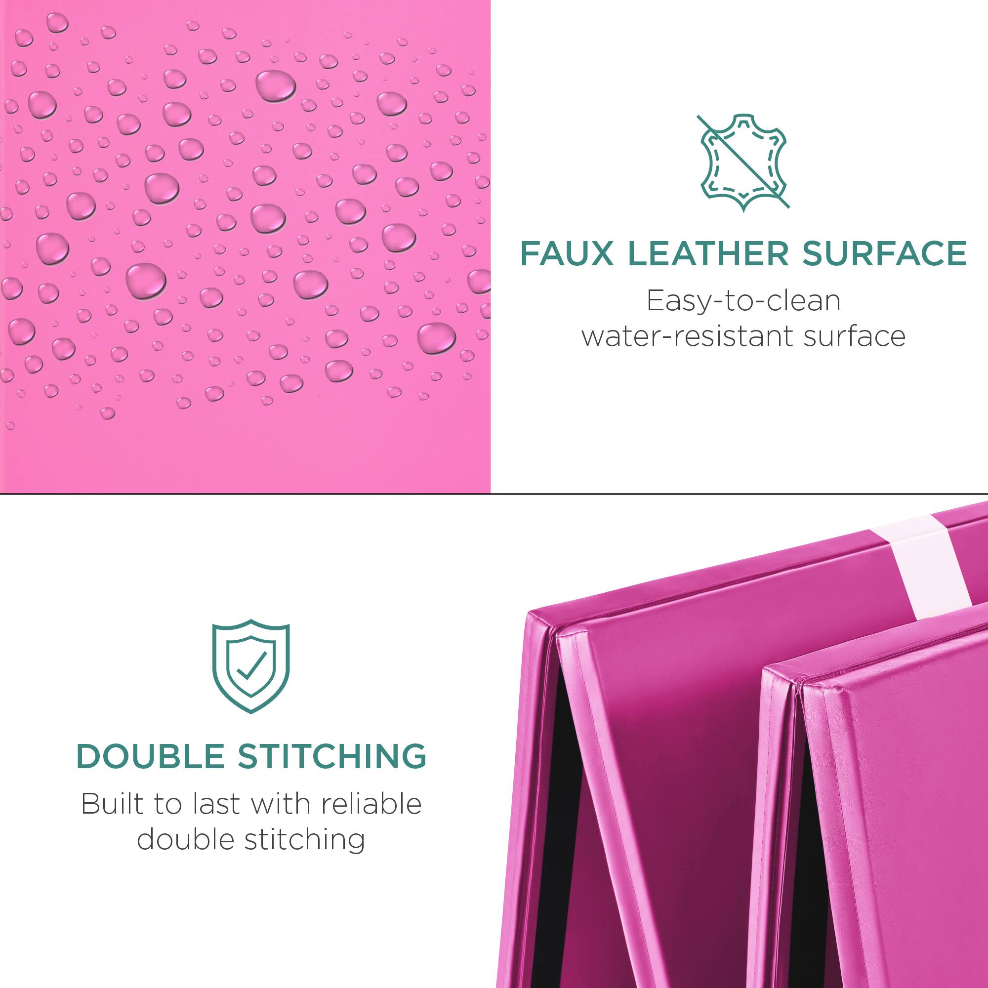 FAUX LEATHER SURFACE: Easy-to-clean, water-resistant surface  
DOUBLE STITCHING: Built to last with reliable double stitching