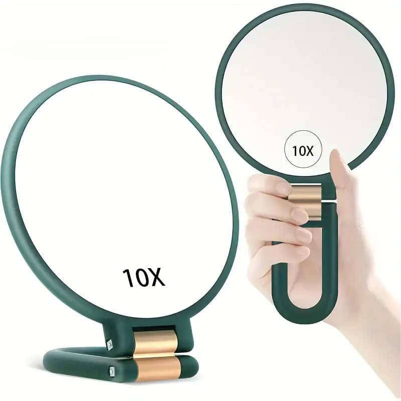 Mber - Hand Mirror For Makeup Mirror 2-Sided 1X 10X Magnifying Mirror, Travel Mirror, Handheld Mirrors with Handle, Green - Dark Green