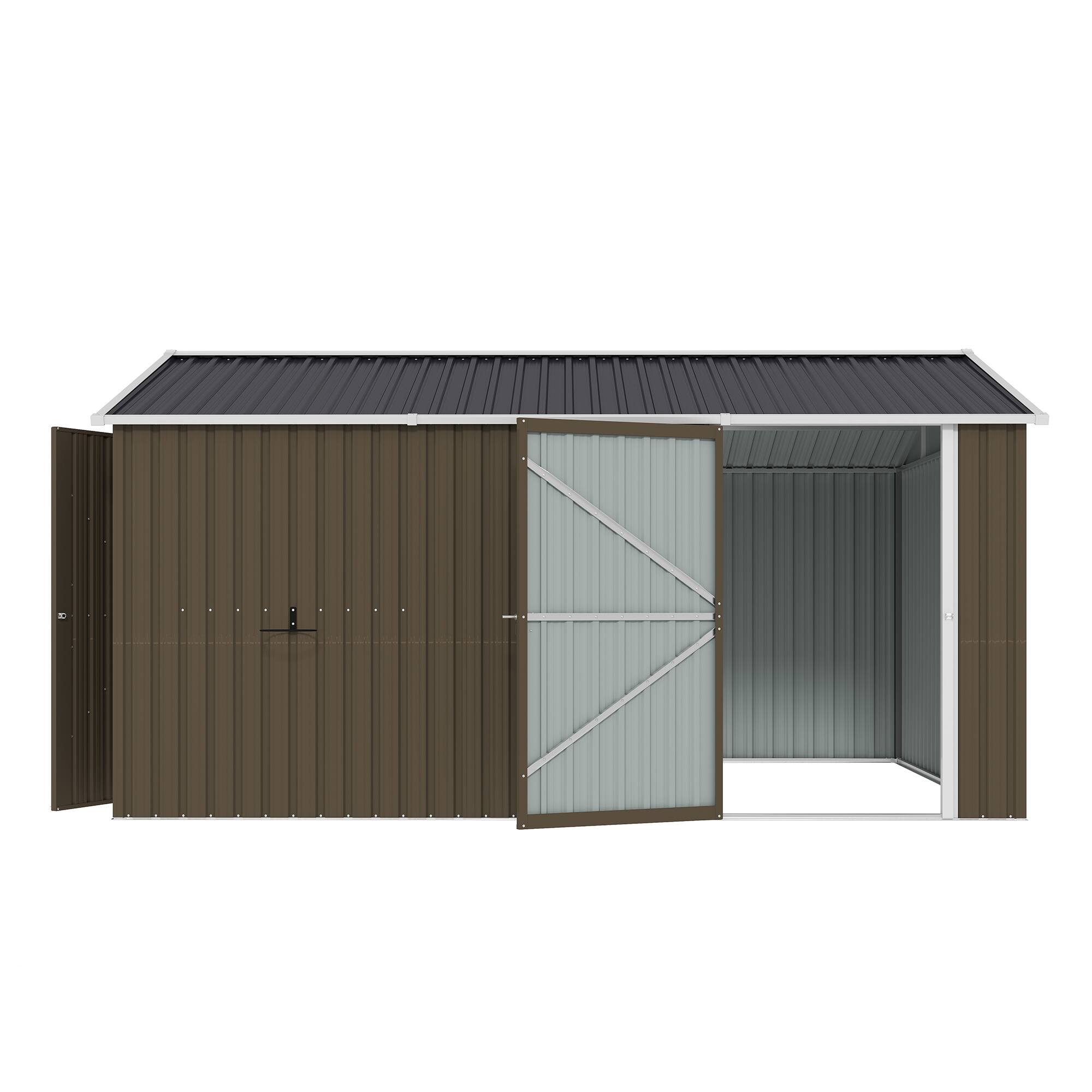 Alt View 10. Loheer - Loheer 10x12 Metal Storage Shed Large Backyard Tool Shed with Lockable Door Brown.