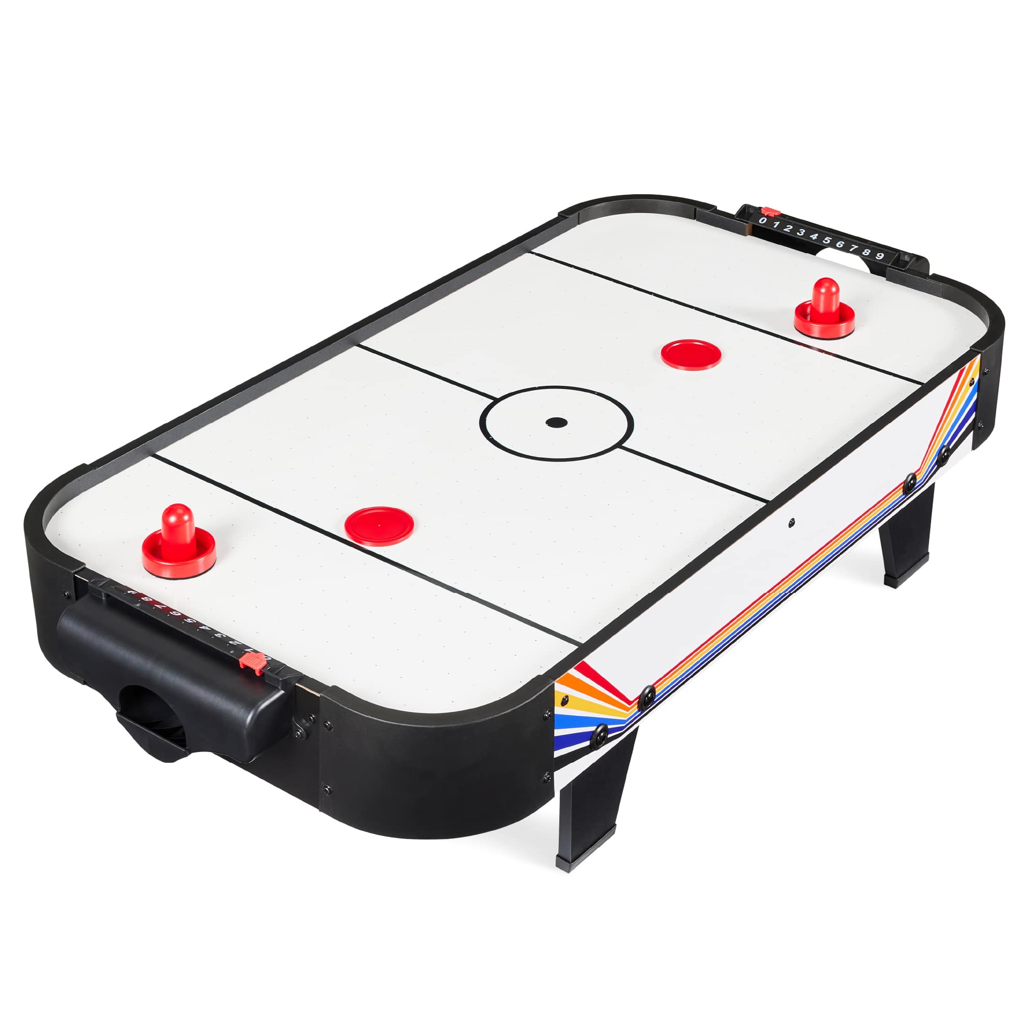 Best Choice Products - 40in Air Hockey Arcade Table w/ 100V Motor, Electric Fan, 2 Strikers, 2 Pucks - Blue/White Arcade