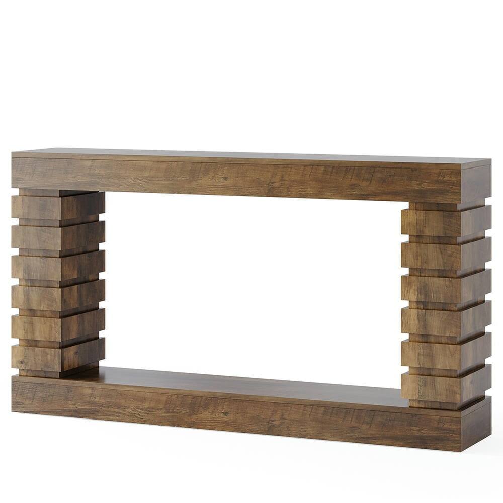 Back. Kadyn - Entryway Table, Console Sofa Table,70.8" Console Table, Wood Rectangular Sofa Table,Brown - Brown.