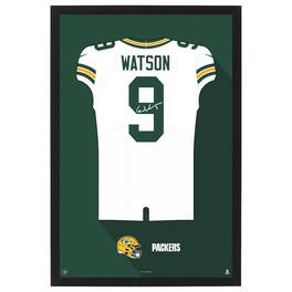 Sporticulture - Christian Watson Green Bay Packers Away Jersey Framed Art Print - White