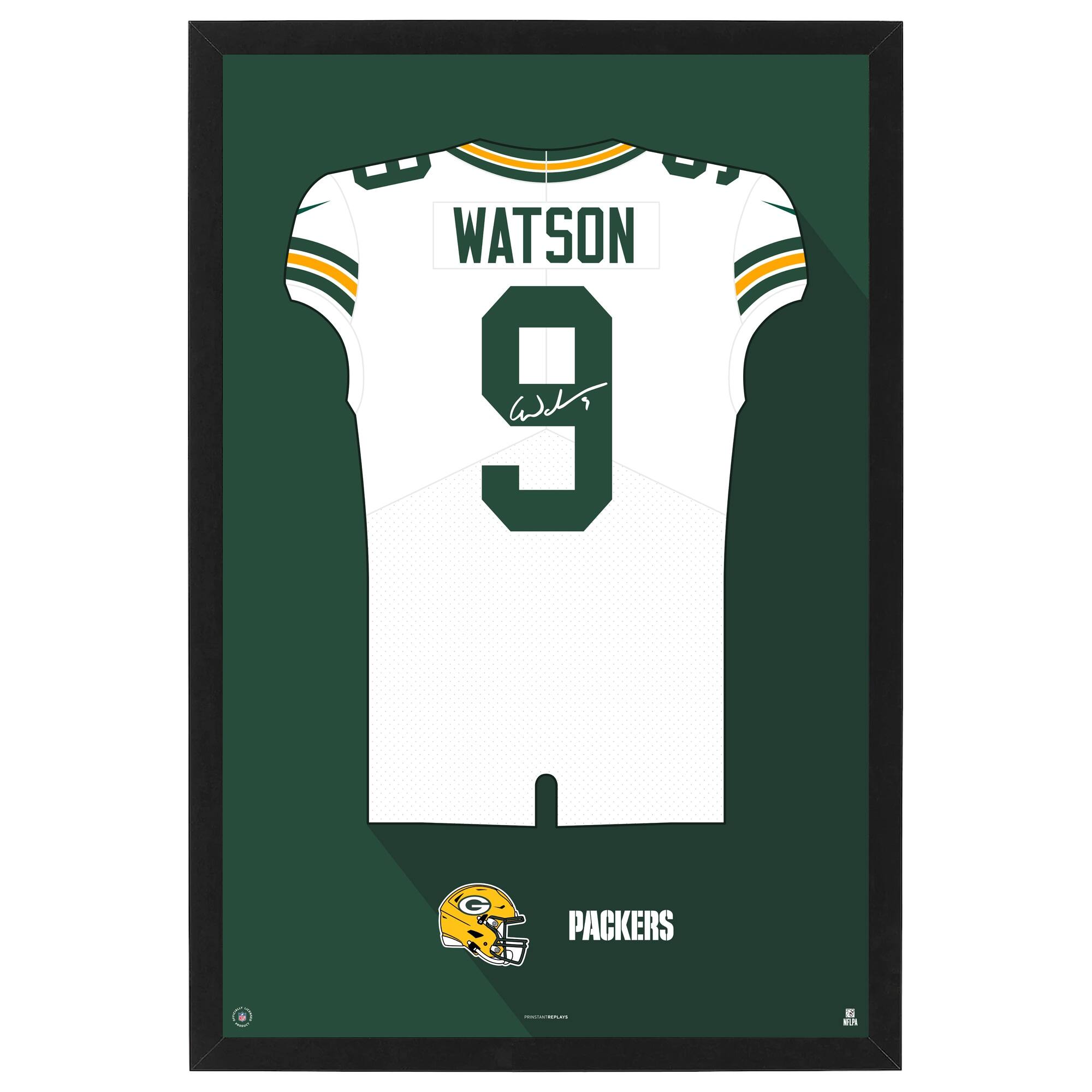 Christian Watson Green Bay Packers Away Jersey Framed Art Print