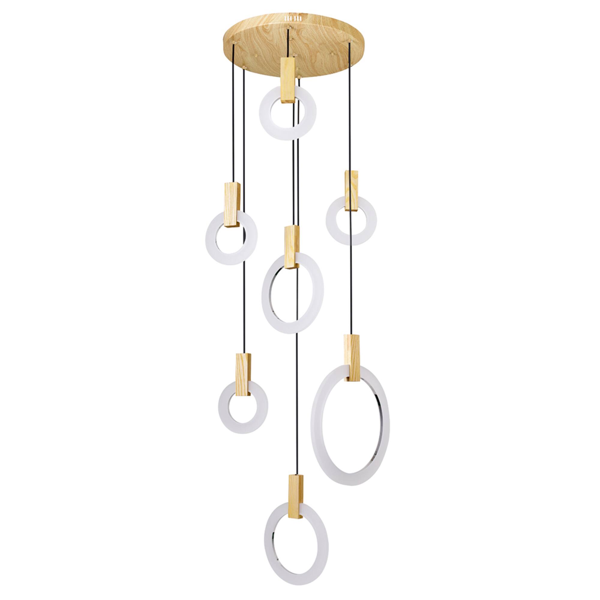 Alt View 2. CWI Lighting - Anello LED Pendant With White Oak Finish - White Oak.