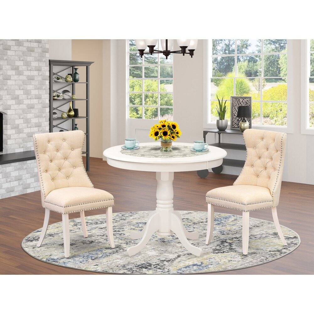 Alt View 7. East West Furniture - 3 Piece Modern Dining Table Set - White.