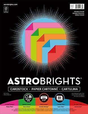 Astrobrights - 70 lb. Cardstock Paper, 8.5" x 11", 80 Sheets/Ream (91668) - Double Color Assortment